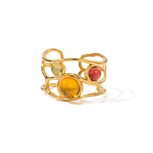 18k Gold-Plated Adjustable Minimalist Playful Resin Ring