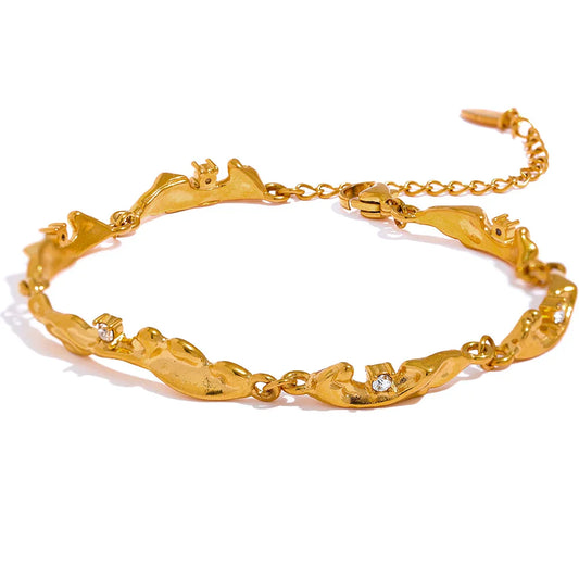 18k Gold-Plated Cracked Stone Texture Bracelet