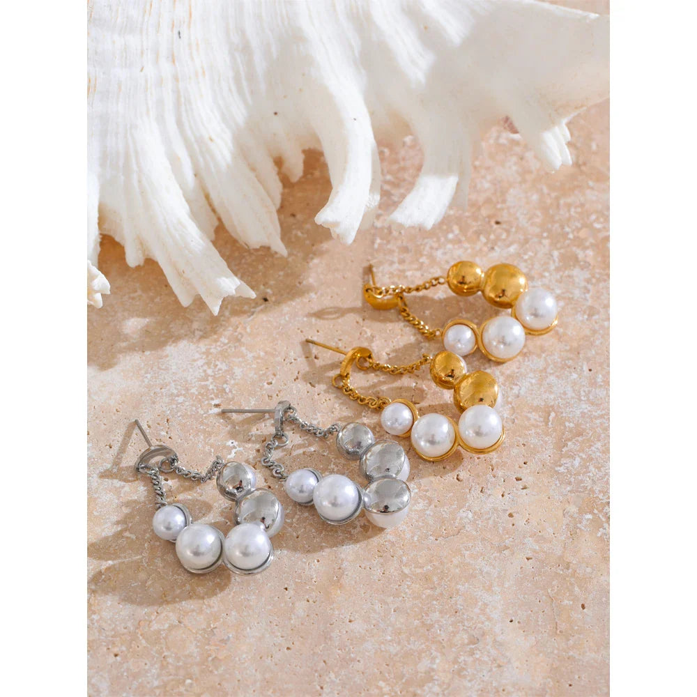 18k Gold-Plated Twisted Pearl Earrings
