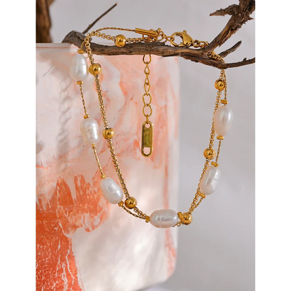 Double-Layer Pearl Bracelet – 18k Gold-Plated