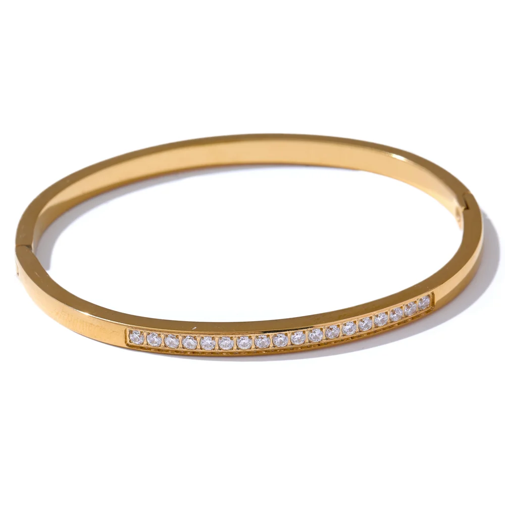 Minimalist Zirconia-Set Detail Bracelet – 18k Gold-Plated