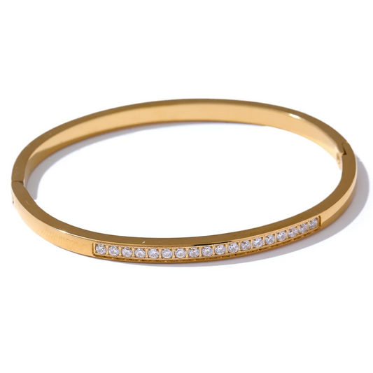 Minimalist Zirconia-Set Detail Bracelet – 18k Gold-Plated