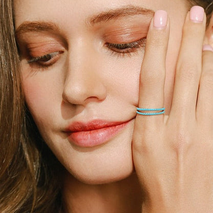 925 Sterling Silver Pavé Turquoise Ring
