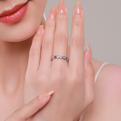 Evil Eye Heart Ring in 925 Silver