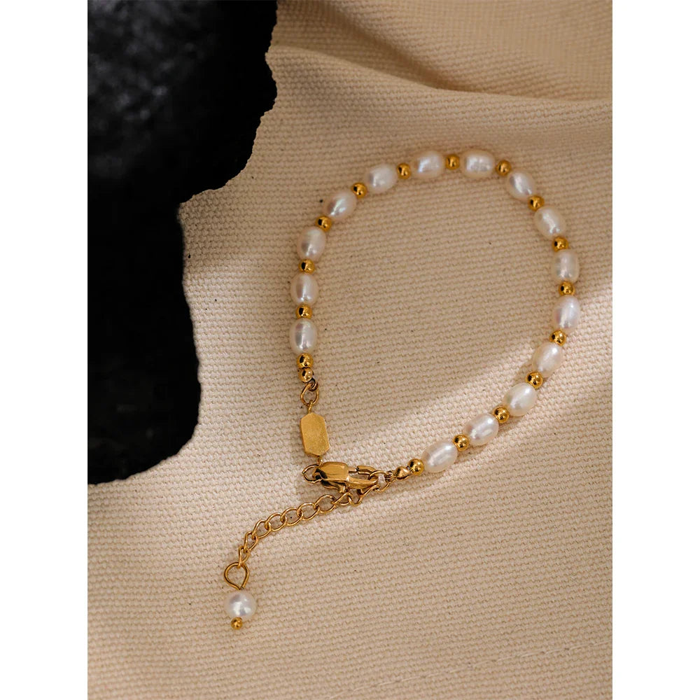 18k Gold-Plated Natural Freshwater Pearl Bracelet