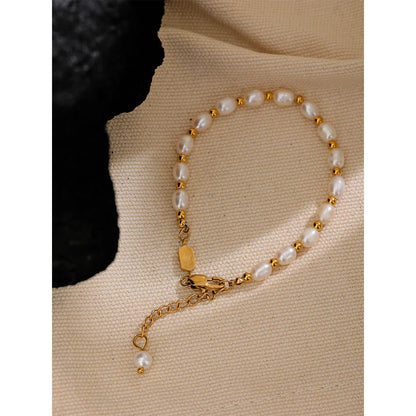 18k Gold-Plated Natural Freshwater Pearl Bracelet