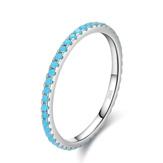 925 Sterling Silver Pavé Turquoise Ring
