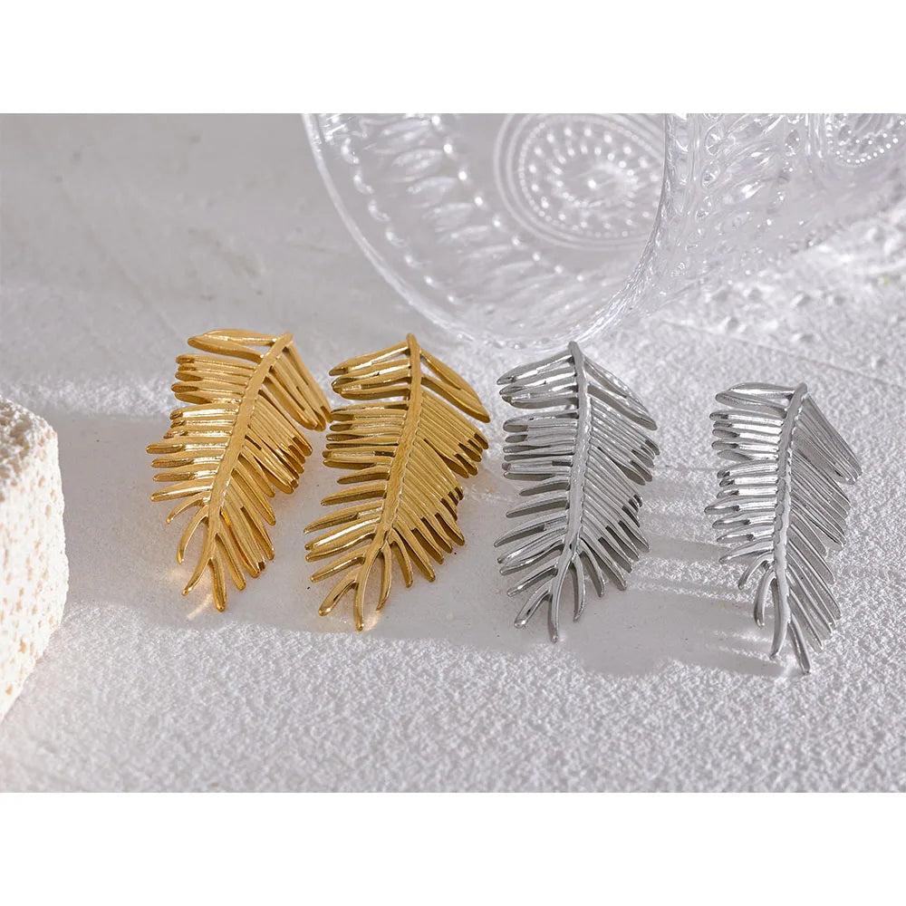 18k Gold-Plated Palm Branch Earrings