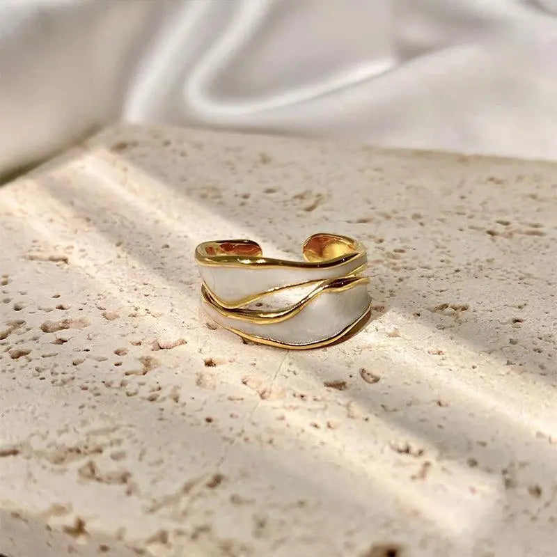Women’s 18k Gold Plated Double Organic Design Ring