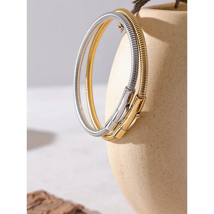 18k Gold-Plated Minimalist Circular Pattern Bracelet