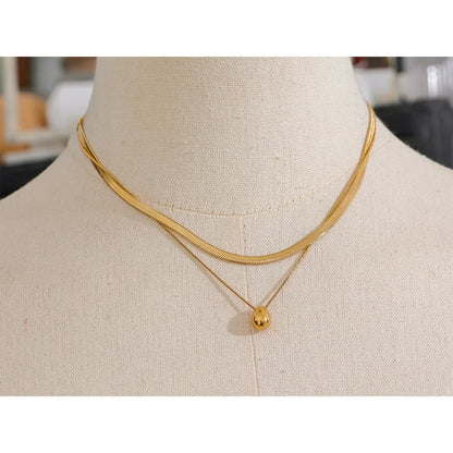 18k Gold-Plated Double Necklace Set – Snake and Water Drop