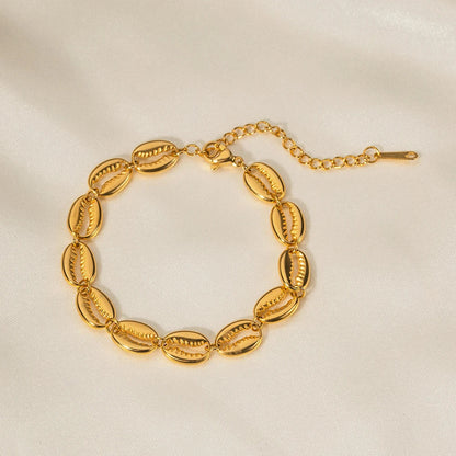 18k Gold-Plated Cowrie Shell Charm Bracelet