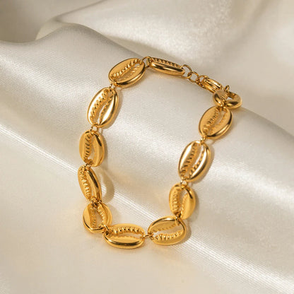 18k Gold-Plated Cowrie Shell Charm Bracelet