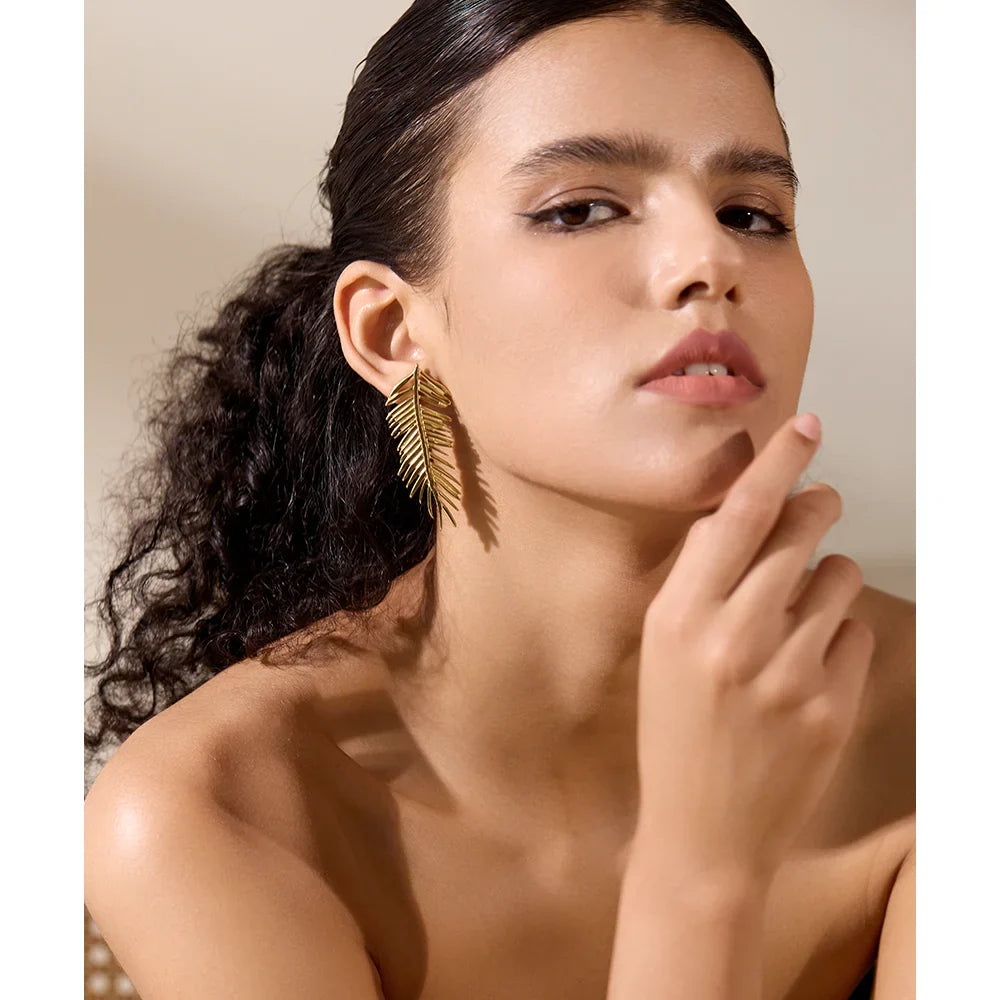 18k Gold-Plated Palm Branch Earrings