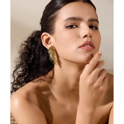 18k Gold-Plated Palm Branch Earrings
