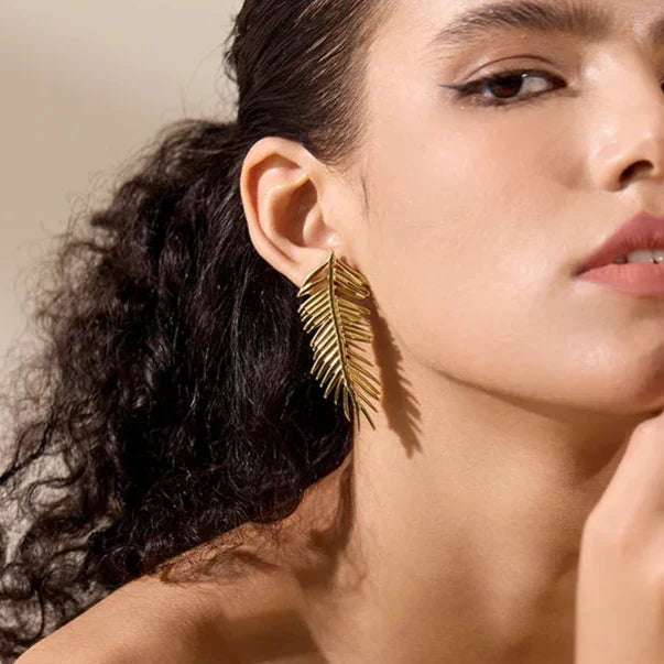 18k Gold-Plated Palm Branch Earrings