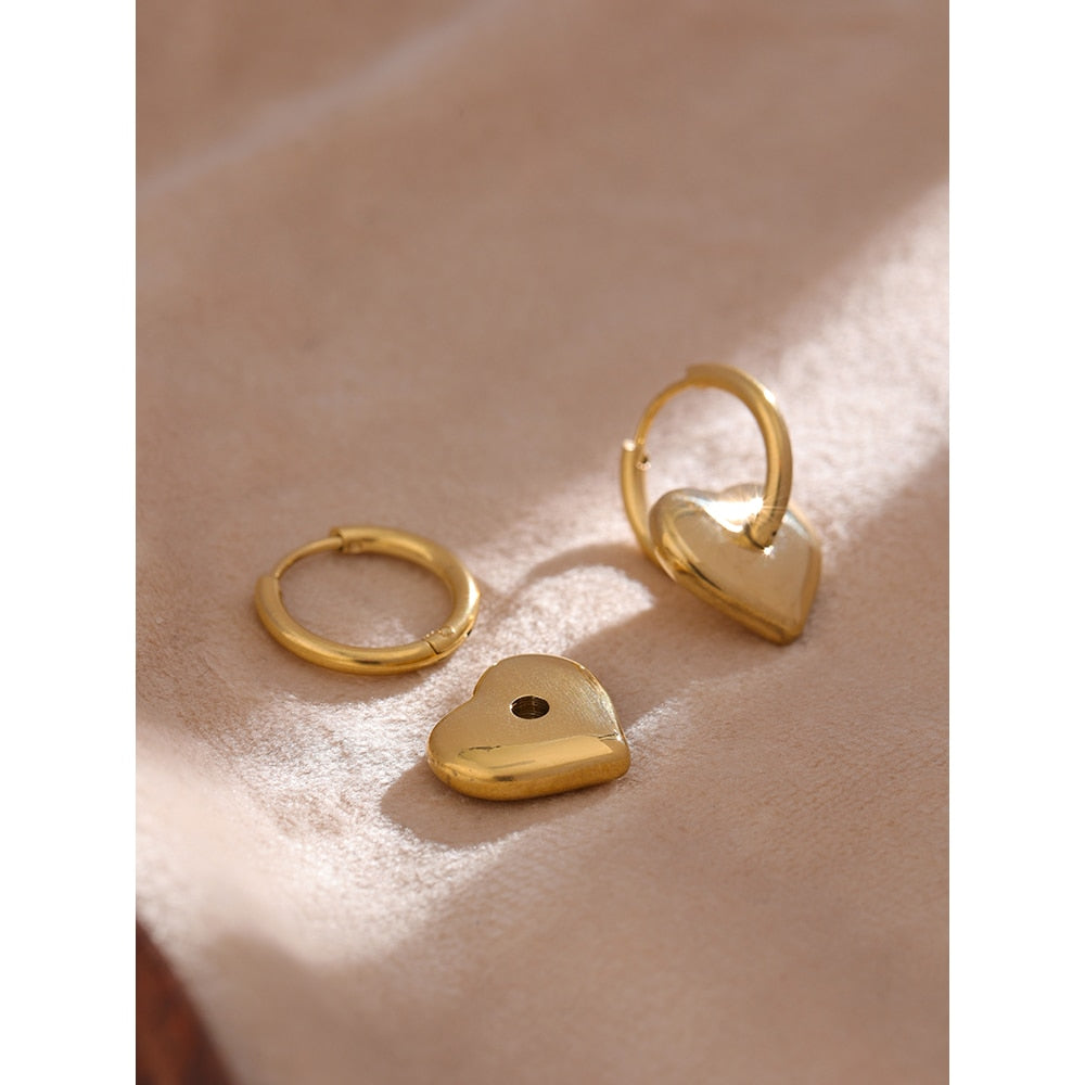 18k Gold Plated Heart Hoop Earring
