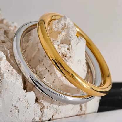 18k Gold-Plated Minimalist Spherical Bangle