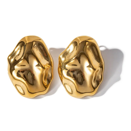 18k Gold-Plated Organic Oval Earrings
