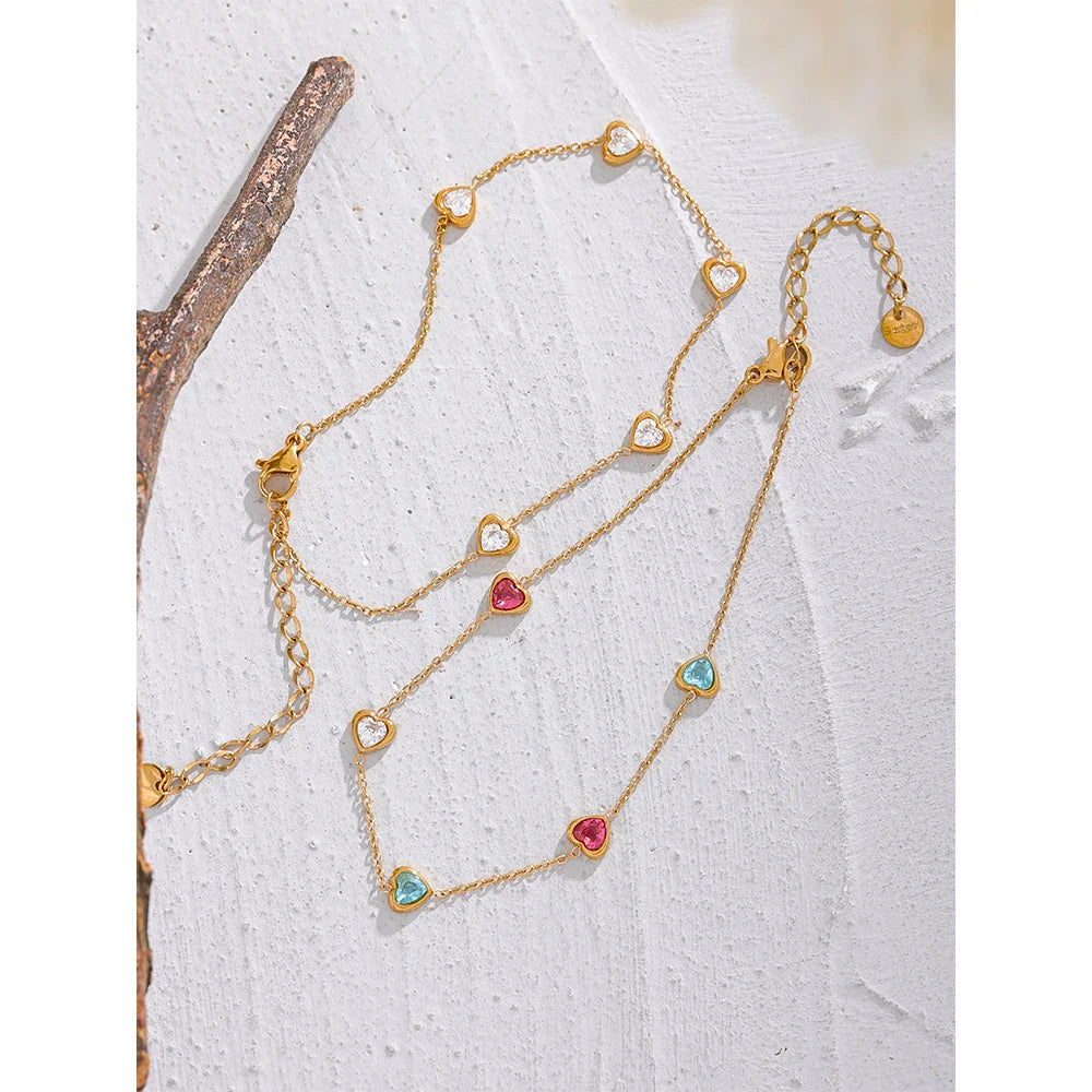 18k Gold-Plated Multiple Hearts Bracelet with Zirconia