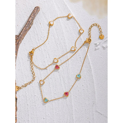 18k Gold-Plated Multiple Hearts Bracelet with Zirconia