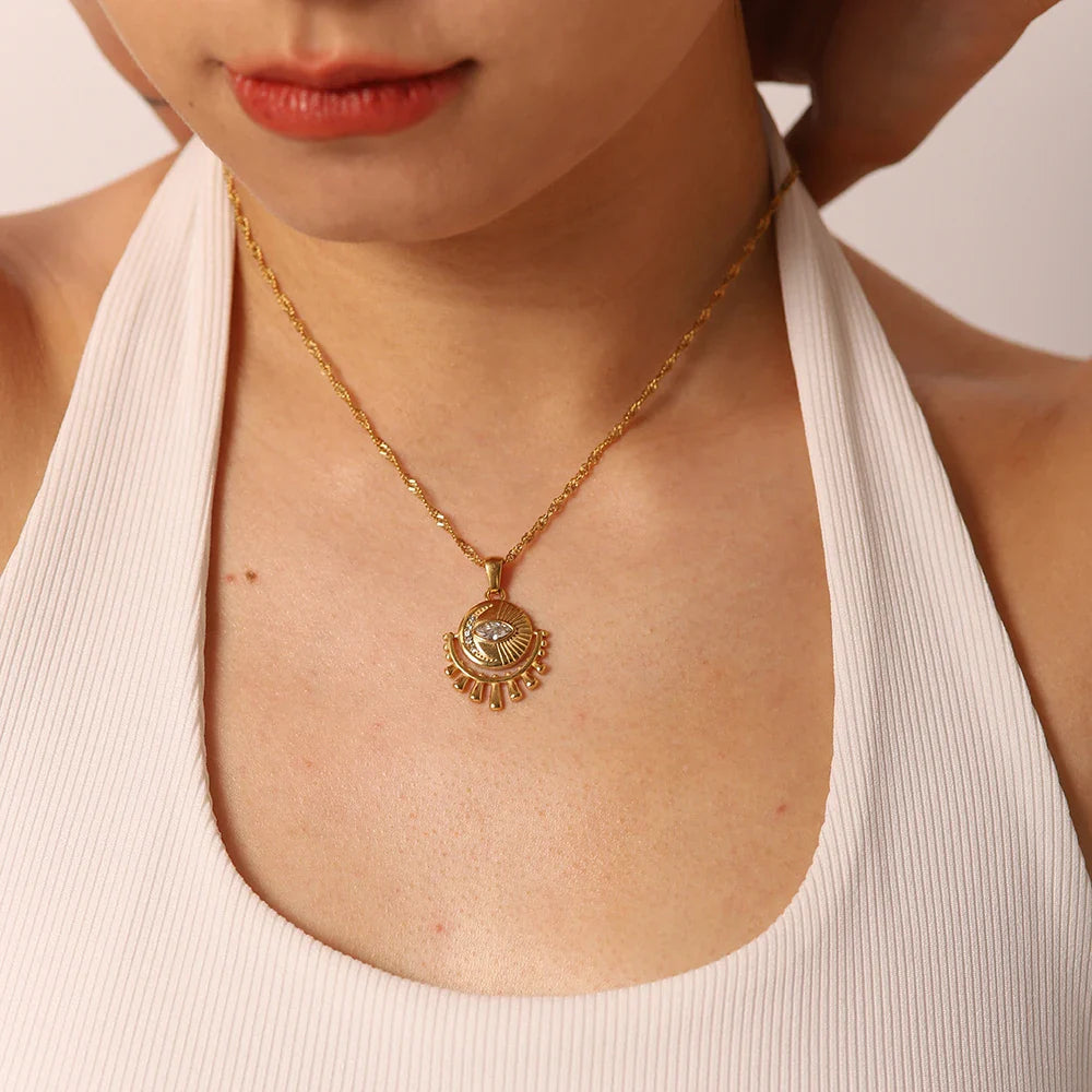 18k Gold-Plated Evil Eye Pendant Necklace