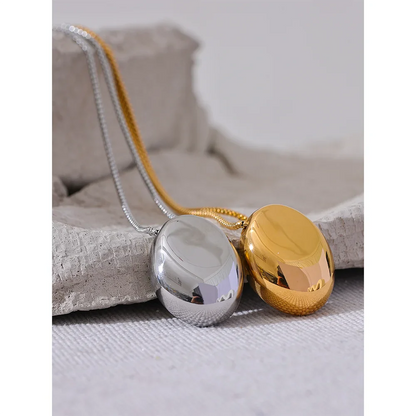 18k Gold-Plated Minimalist Oval Long Necklace