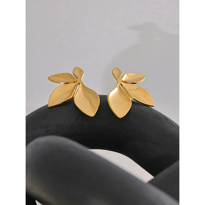18k Gold-Plated Minimalist Leaf Earrings