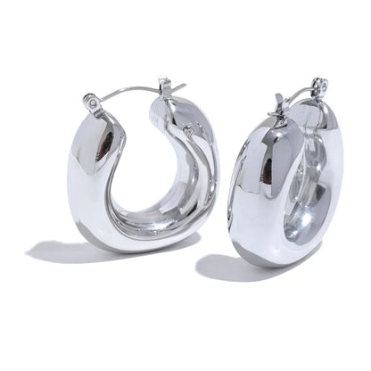 18k Gold-Plated Thick Minimalist Hoop Earrings