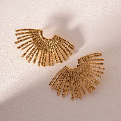 18k Gold-Plated Irregular Line Half-Hoop Earrings