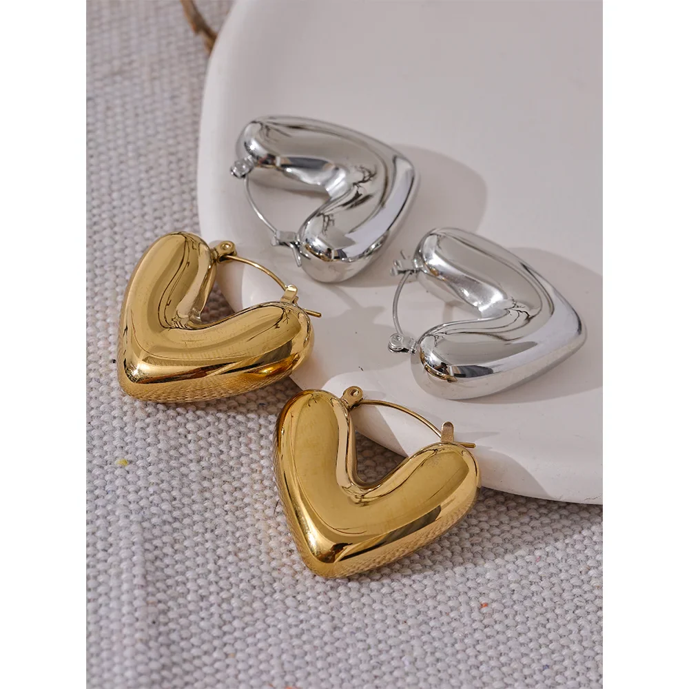 18k Gold-Plated Large Heart Earrings