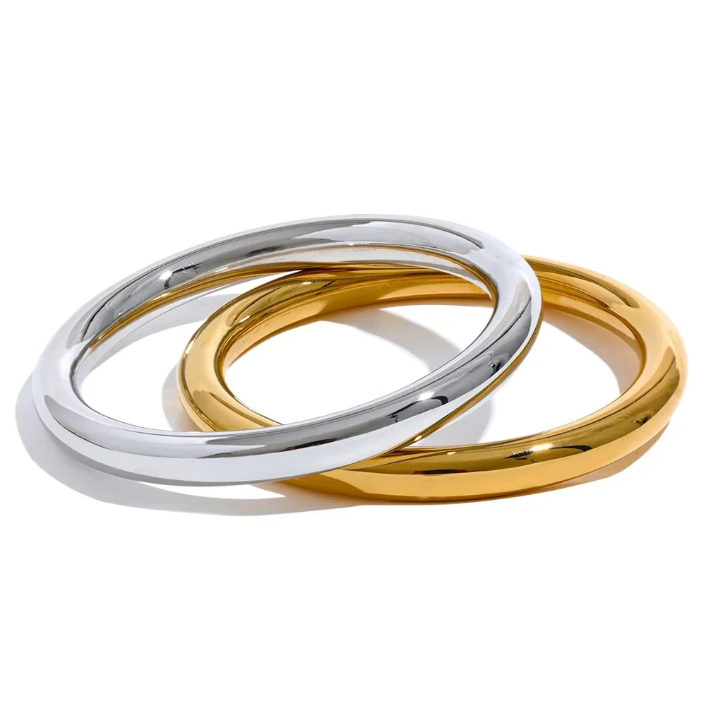 18k Gold-Plated Minimalist Spherical Bangle