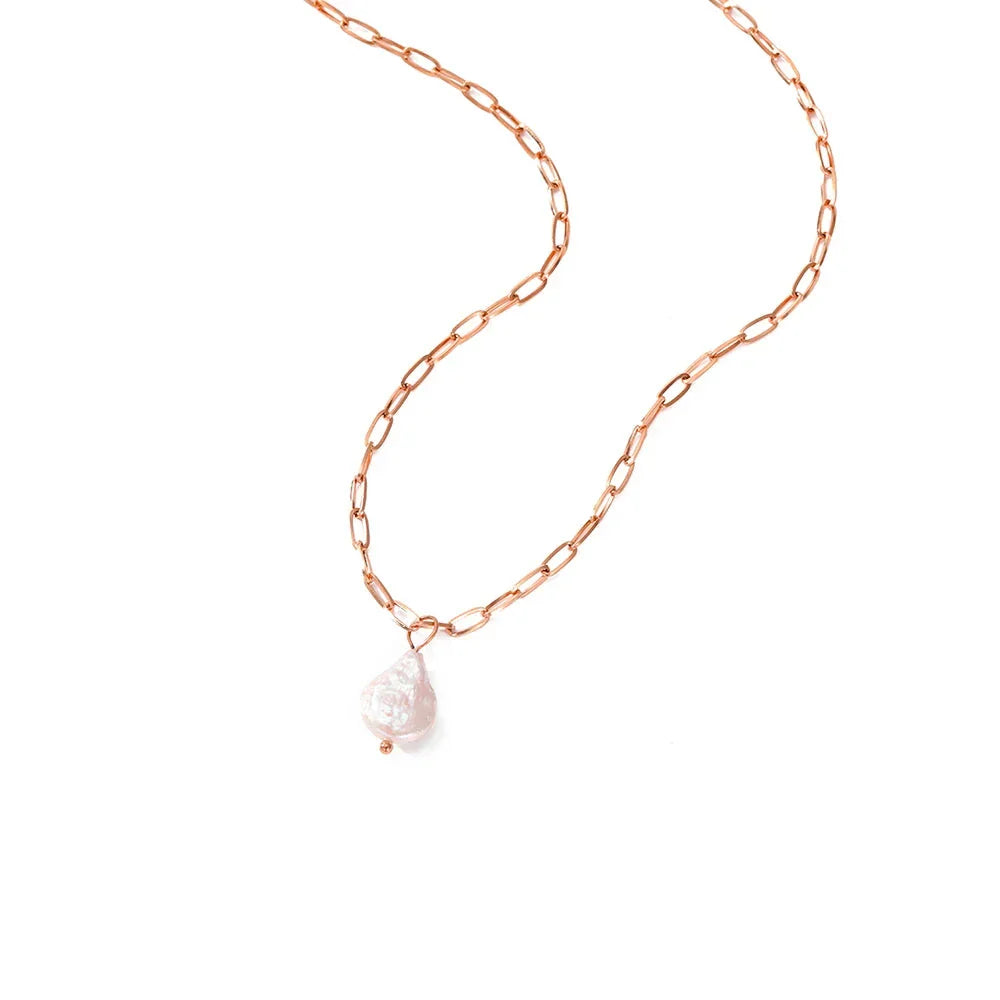 18k Gold-Plated Natural Pearl Minimalist Chain Necklace