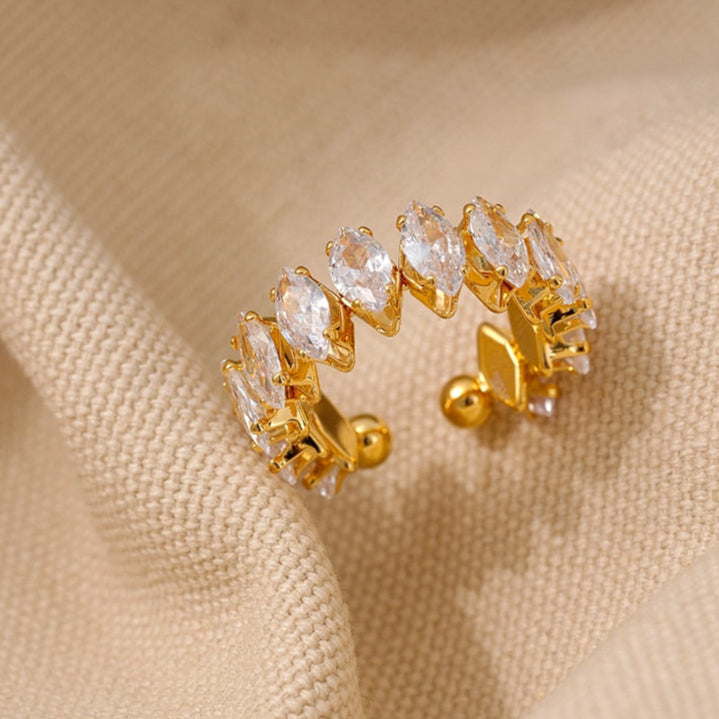 Royal Adjustable Ring in 18k Gold Plating with Cubic Zirconias
