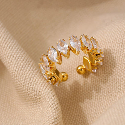 Royal Adjustable Ring in 18k Gold Plating with Cubic Zirconias