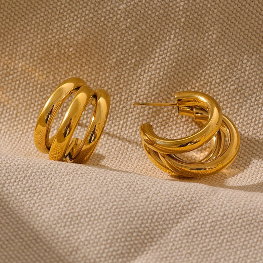 18k Gold-Plated Interlaced Multi-Hoop Earrings