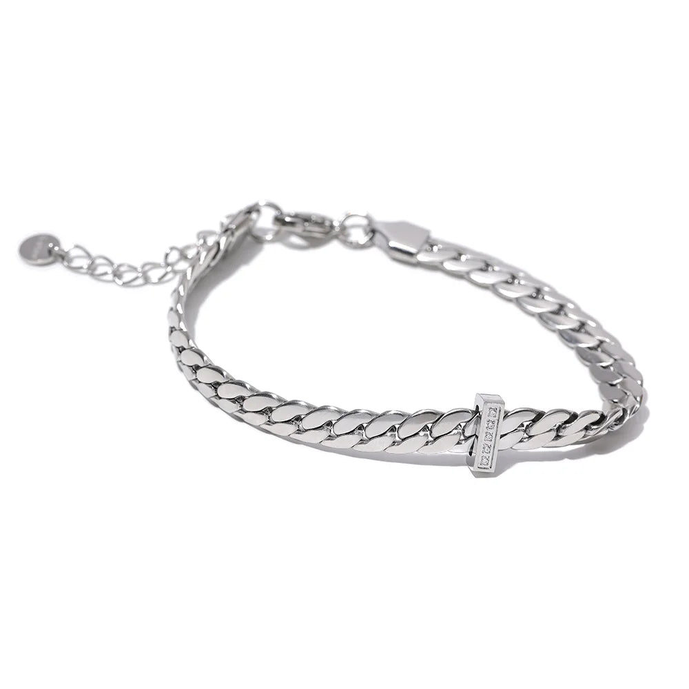 18k Gold-Plated Cuban Link Bracelet with Zirconia