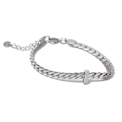 18k Gold-Plated Cuban Link Bracelet with Zirconia