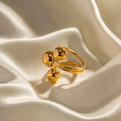 18k Gold-Plated Sophisticated Three Spheres Ring