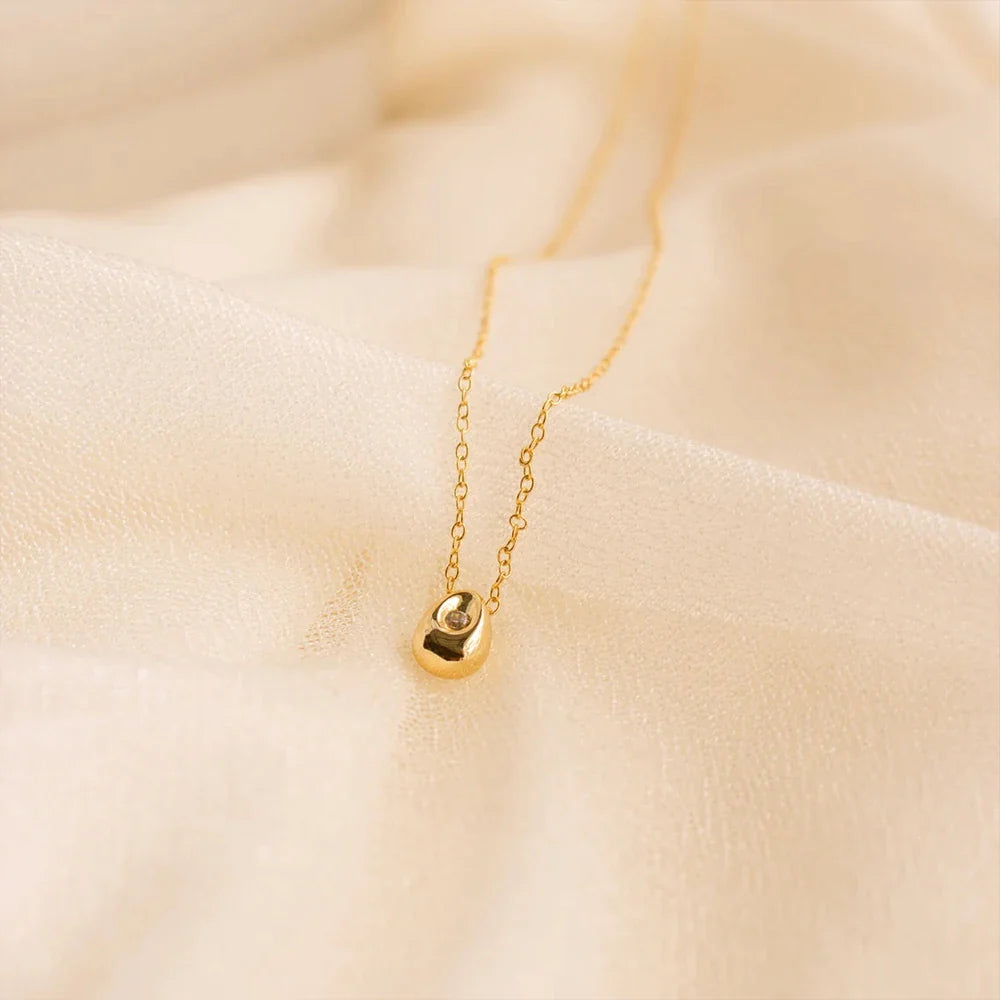 18k Gold-Plated Minimalist Water Drop Pendant Necklace