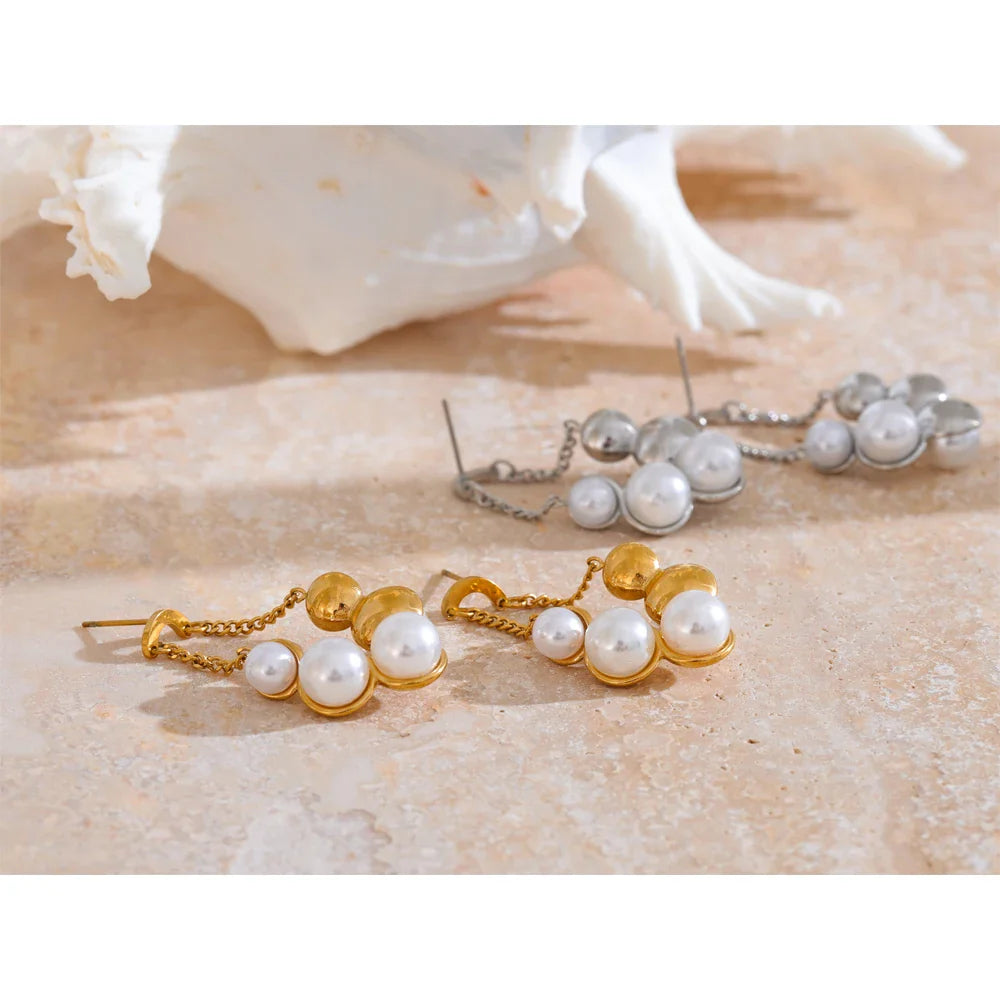 18k Gold-Plated Twisted Pearl Earrings