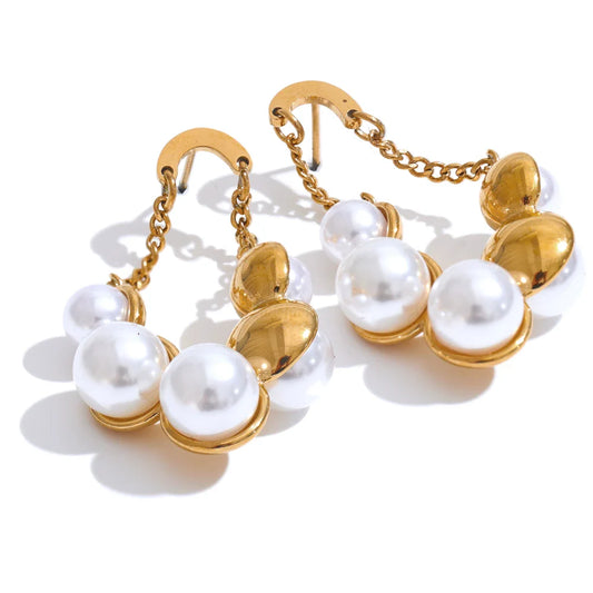 18k Gold-Plated Twisted Pearl Earrings