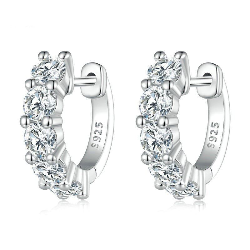 925 Sterling Silver Zirconia Hoop Earrings