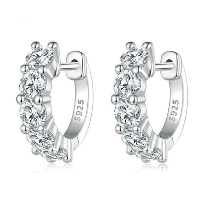 925 Sterling Silver Zirconia Hoop Earrings