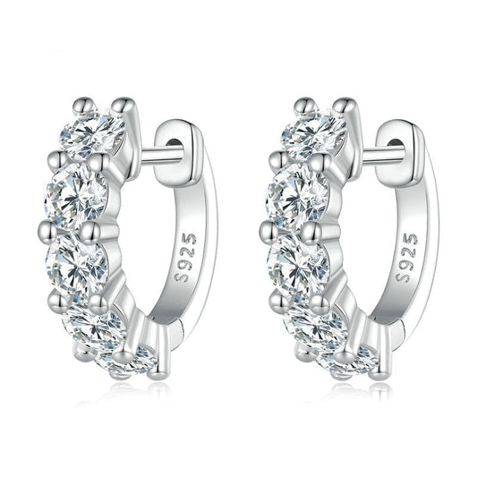 925 Sterling Silver Zirconia Hoop Earrings