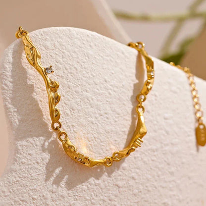 18k Gold-Plated Cracked Stone Texture Bracelet