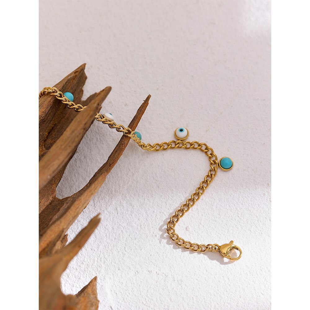 18k Gold Plated Bracelet – Evil Eye with Turquoise Stone