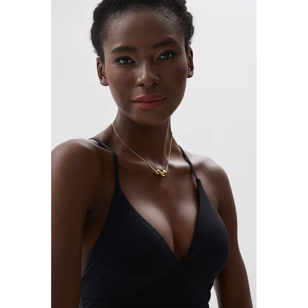 18k Gold-Plated Minimalist Double Sphere Necklace