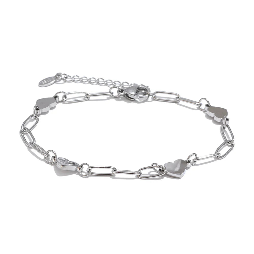 18k Gold-Plated Heart Link Chain Bracelet