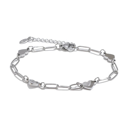18k Gold-Plated Heart Link Chain Bracelet